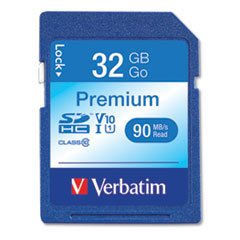 Verbatim® 32GB Premium SDHC Memory Card, UHS-I V10 U1 Class 10, Up to 90MB/s Read Speed