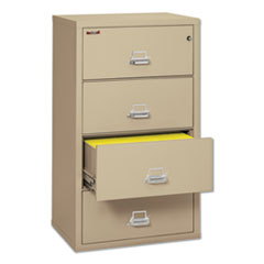 FireKing® Insulated Lateral File, 4 Legal/Letter-Size File Drawers, Parchment, 31.13" x 22.13" x 52.75", 260 lb Overall Capacity