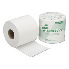 8540005303770, SKILCRAFT Toilet Tissue, Septic Safe, 1-Ply, White, 1,200 Sheets/Roll, 80 Rolls/Box