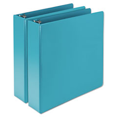 Earth’s Choice Plant-Based Durable Fashion View Binder, 3 Rings, 2" Capacity, 11 x 8.5, Turquoise, 2/Pack