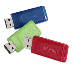 Verbatim® Store 'n' Go USB Flash Drive, 8 GB, Assorted Colors, 3/Pack