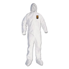 KleenGuard™ A30 Elastic Back and Cuff Hooded/Boots Coveralls, Large, White, 25/Carton