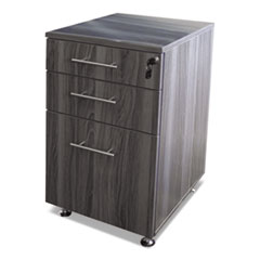 Safco® Medina Laminate Pedestal, Left or Right, 3-Drawers: Pencil/Box/File, Legal/Letter, Gray Steel, 15.5" x 18.13" x 26.63"