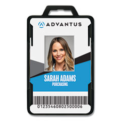Advantus Secure-Two Card RFID Blocking Badge, Horizontal/Vertical, Black 3.68" x 2.38" Holder, 3.38" x 2.13" Insert, 20/Pack
