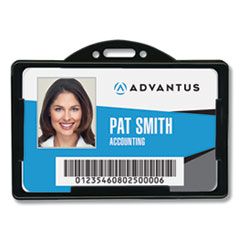 Advantus ID Card Holders, Horizontal, Black 3.68" x 2.38" Holder, 3.38" x 2.13" Insert, 25/Pack