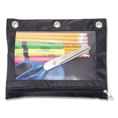 Advantus Binder Pencil Pouch, 10 x 7.38, Black/Clear