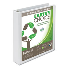 Earth's Choice Plant-Based Round Ring View Binder, 3 Rings, 1.5" Capacity, 11 x 8.5, White