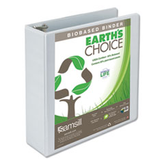 Samsill® Earth's Choice Plant-Based Round Ring View Binder, 3 Rings, 3" Capacity, 11 x 8.5, White