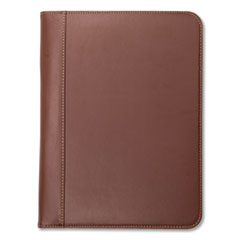 Samsill® Contrast Stitch Leather Padfolio, 8 1/2 x 11, Leather, Tan