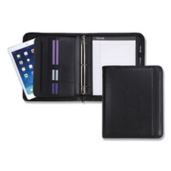 Samsill® Professional Zippered Pad Holder/Ring Binder, Pockets, Writing Pad, Vinyl Black
