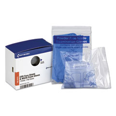 First Aid Only™ SmartCompliance Rescue Breather Face Shield with 2 Nitrile Exam Gloves, One Size Fits All