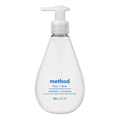 Method® Gel Hand Wash, Fragrance-Free, 12 oz Pump Bottle, 6/Carton
