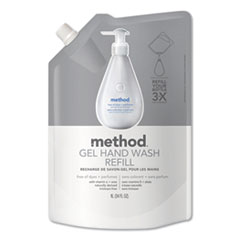 Method® Gel Hand Wash Refill, Fragrance-Free, 34 oz, 6/Carton