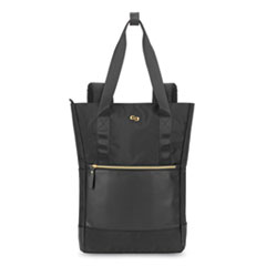 Solo Parker Hybrid Tote/Backpack, Fits Devices Up to 15.6", Polyester, 3.75 x 16.5 x 16.5, Black/Gold