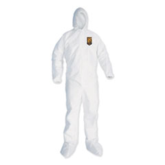 KleenGuard™ A35 Liquid and Particle Protection Coveralls, Zipper Front, Hooded, Elastic Wrists and Ankles, 2X-Large, White, 25/Carton
