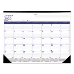 Blueline® DuraGlobe Monthly Desk Pad Calendar, 22 x 17, White/Blue/Gray Sheets, Black Binding/Corners, 12-Month (Jan to Dec): 2023