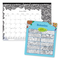 Blueline® Monthly Desk Pad Calendar, DoodlePlan Coloring Pages, 22 x 17, Black Binding, Clear Corners, 12-Month (Jan to Dec): 2022