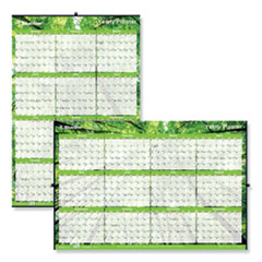 Blueline® Yearly Laminated Wall Calendar, Nature Photography, 36 x 24, White/Green Sheets, 12-Month (Jan to Dec): 2022