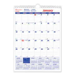 Brownline® Twin-Wirebound Wall Calendar, One Month per Page, 8 x 11, White Sheets, 12-Month (Jan to Dec): 2022