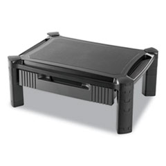 Innovera® Large Monitor Stand with Cable Management and Drawer, 18.38" x 13.63" x 5", Black