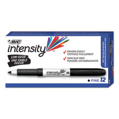 BIC® Intensity Low Odor Fine Point Dry Erase Marker, Fine Bullet Tip, Black, Dozen