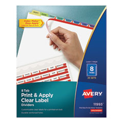Print and Apply Index Maker Clear Label Dividers, 8-Tab, Color Tabs, 11 x 8.5, White, Contemporary Color Tabs, 25 Sets