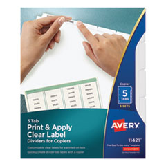 Avery® Print & Apply Index Maker® Easy Peel Printable Clear Label Dividers with White Tabs for Copiers