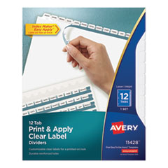 Avery® Print & Apply Index Maker® Clear Label Dividers with Easy Apply Printable Label Strip and White Tabs