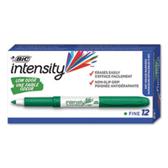 BIC® Intensity Low Odor Fine Point Dry Erase Marker, Fine Bullet Tip, Green, Dozen