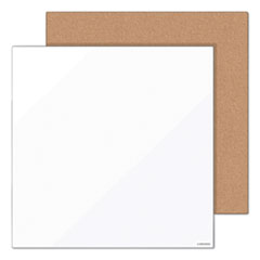 U Brands Tile Board Value Pack, (1) Tan Cork Bulletin, (1) White Magnetic Dry Erase, 14 x 14