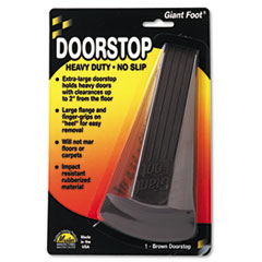 Master Caster® Giant Foot Doorstop, No-Slip Rubber Wedge, 3.5w x 6.75d x 2h, Brown