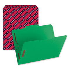 Smead™ Top Tab Colored Fastener Folders, 0.75" Expansion, 2 Fasteners, Letter Size, Green Exterior, 50/Box