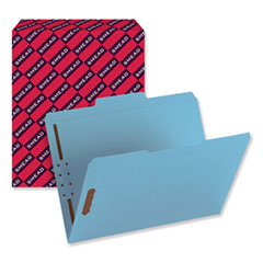 Top Tab Colored Fastener Folders, 0.75" Expansion, 2 Fasteners, Letter Size, Blue Exterior, 50/Box