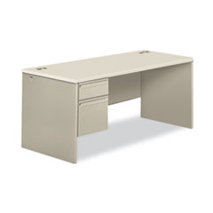 HON® 38000 Series Left Pedestal Desk, 66" x 30" x 30", Light Gray/Silver