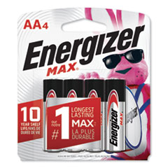 Energizer® MAX Alkaline AA Batteries, 1.5 V, 4/Pack