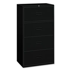 HON® 400 Series Lateral File, 4 Legal/Letter-Size File Drawers, Black, 36" x 18" x 52.5"