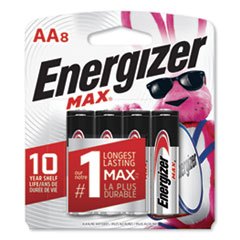 Energizer® MAX Alkaline AA Batteries, 1.5 V, 8/Pack