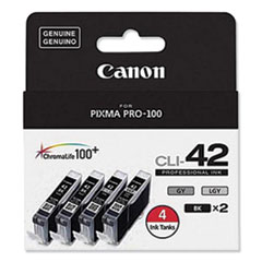 Canon® 6384B008 (CLI-42) ChromaLife100+ Ink, Black/Gray/Light Gray, 4/Pack