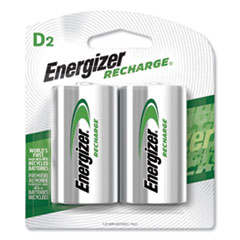 Energizer® NiMH Rechargeable D Batteries, 1.2V, 2/Pack
