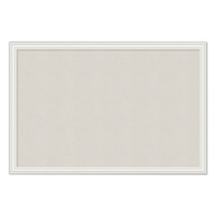 Linen Bulletin Board with Decor Frame, 30 x 20, Tan Surface, White Wood Frame
