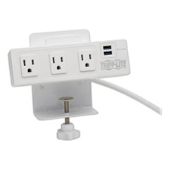Tripp Lite Surge Protector, 3 AC Outlets/2 USB Ports, 10 ft Cord, 510 J, White