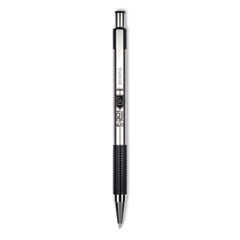Zebra® F-301 Ballpoint Pen, Retractable, Bold 1.6 mm, Black Ink, Stainless Steel/Black Barrel, 2/Pack