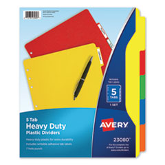 Avery® Heavy-Duty Plastic Dividers with Multicolor Tabs and White Labels