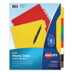 Avery® Heavy-Duty Plastic Dividers with Multicolor Tabs and White Labels , 8-Tab, 11 x 8.5, Assorted, 1 Set
