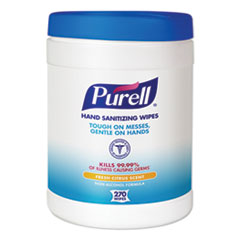 PURELL® Sanitizing Hand Wipes, 6.75 x 6, White, 270 Wipes/Canister