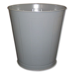 Impact® Round Metal Wastebasket, Round, Steel, 28 qt, Gray