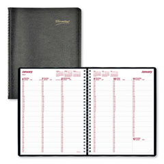 Brownline® Essential Collection Weekly Appointment Book in Columnar Format, 11 x 8.5, Black Cover, 12-Month (Jan to Dec): 2022