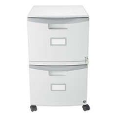 Storex Two-Drawer Mobile Filing Cabinet, 2 Legal/Letter-Size File Drawers, Gray, 14.75" x 18.25" x 26"