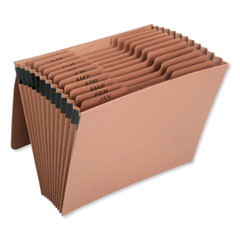 7530016819290, SKILCRAFT Expanding File with Flap, Jan-Dec, 9" Expansion, 12 Sections, 1/3-Cut Tabs, Letter Size, Brown