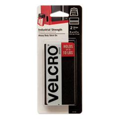 VELCRO® Brand Industrial-Strength Heavy-Duty Fasteners, 2" x 4", Black, 2/Pack